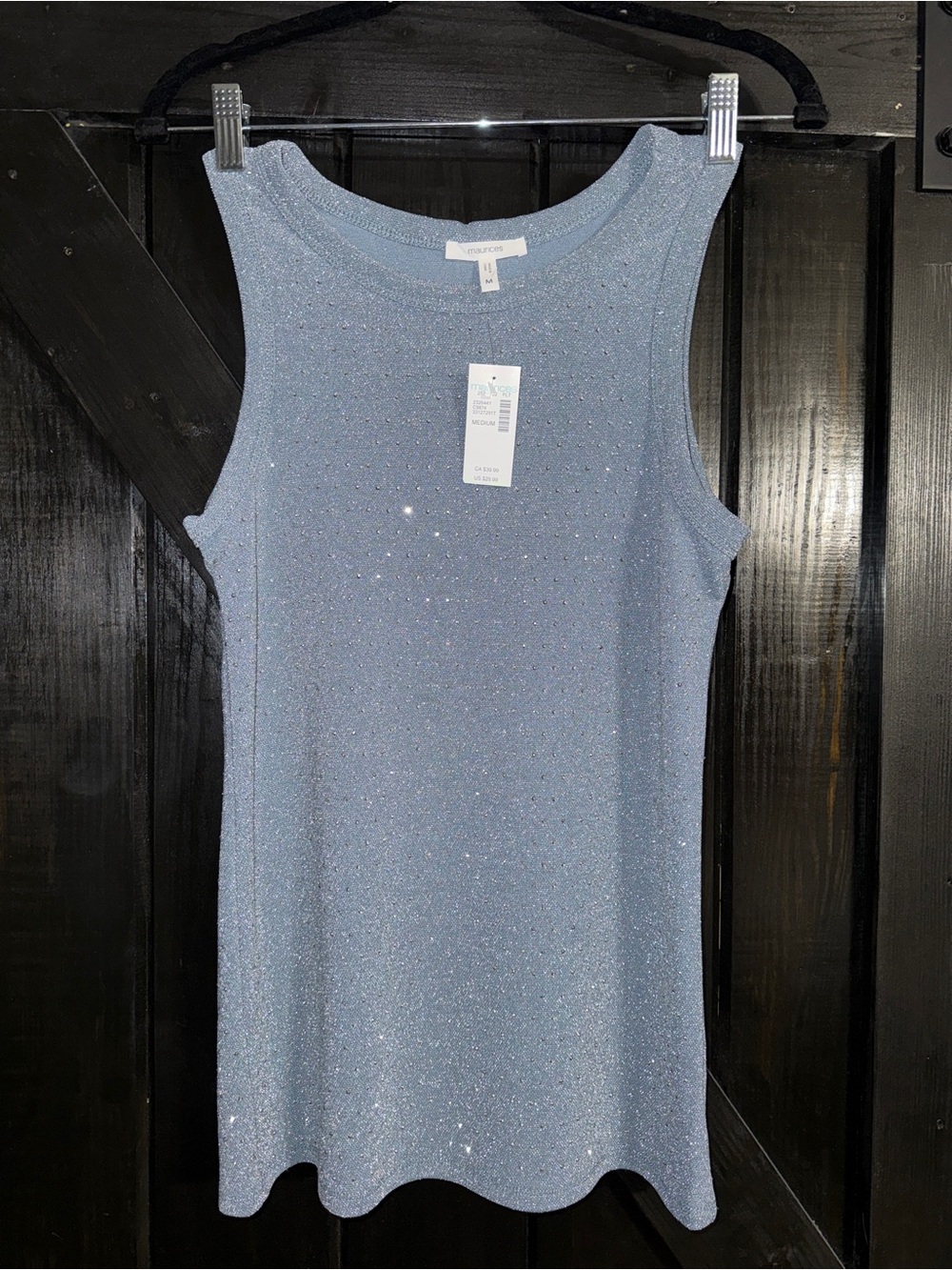 Maurices Rhinestone Embellished Knit Tank Top in Light Blue